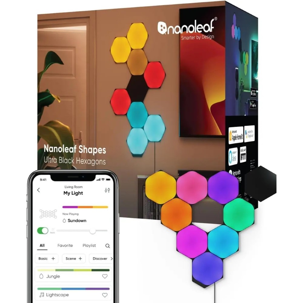 Nanoleaf Shapes Ultra Black Hexagon Starter Kit (9 Panels)