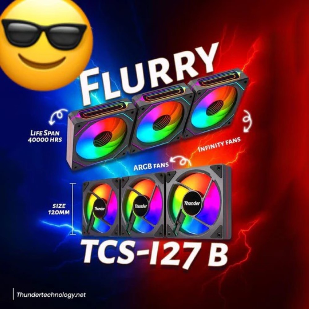 Thunder Case Fan Flurry TCS 127 Black ARGB Kit – 3 Fans