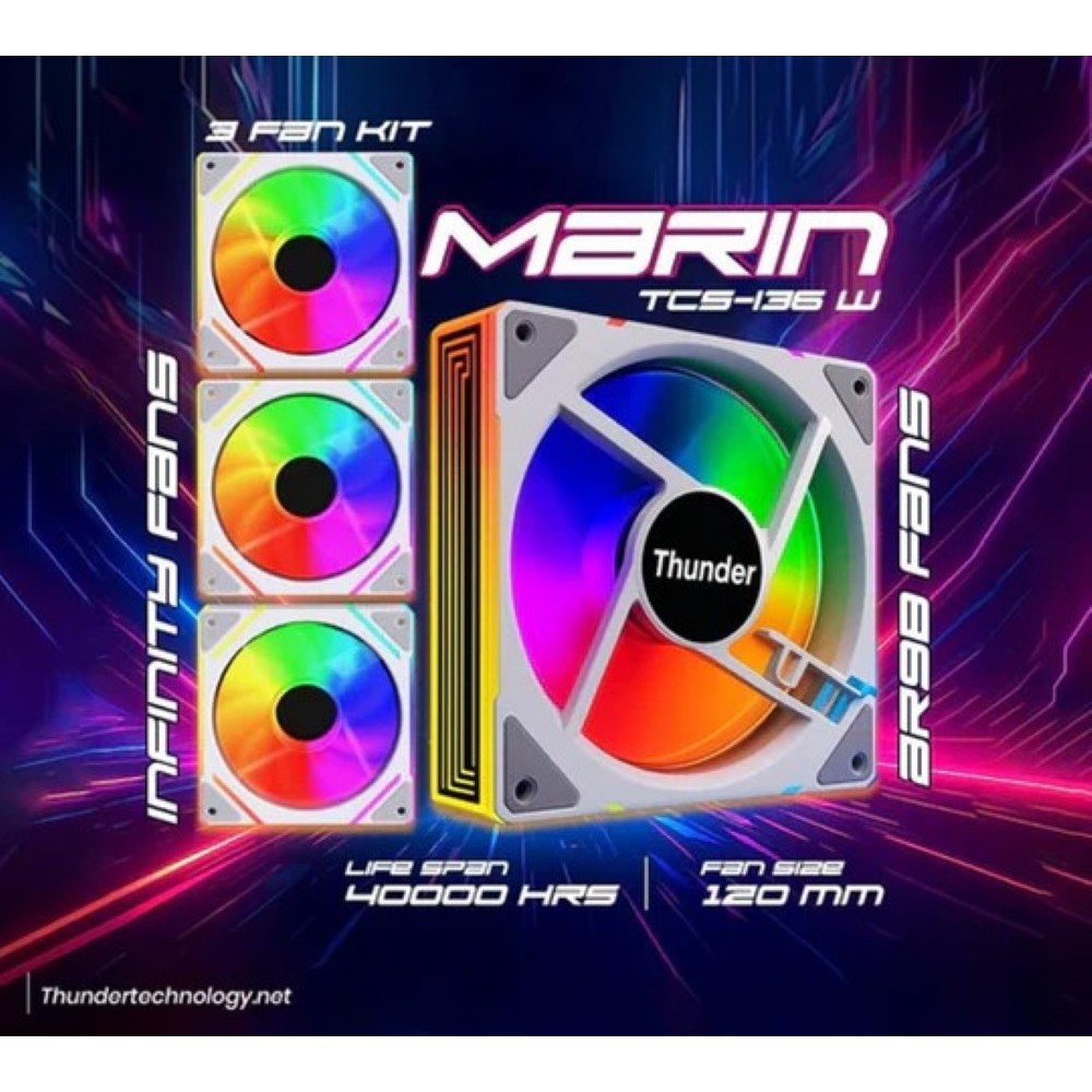 Thunder Case Fan Marin TCS-136 White ARGB Kit – 3 Fans