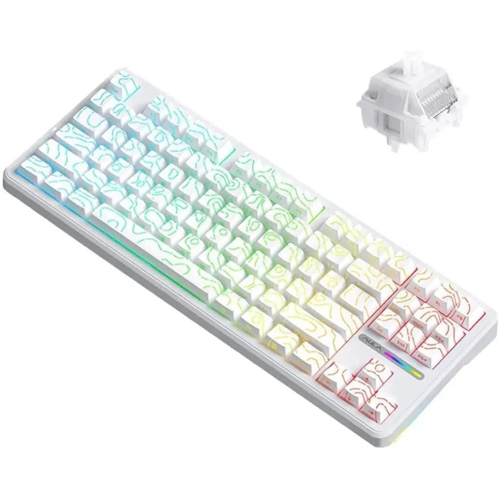 AULA F87 Pro Gasket Mechanical Keyboard Contour White Reaper Switches