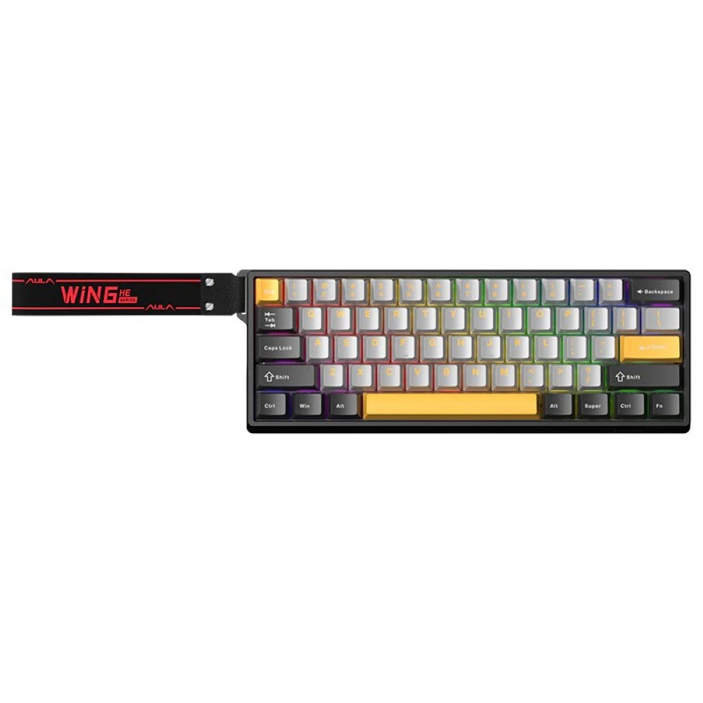 AULA WIN60HE Max Edition Drak Grey +  Light Grey + Yellow Wing Chun Magnetic Switch Wired Gaming Keyboard