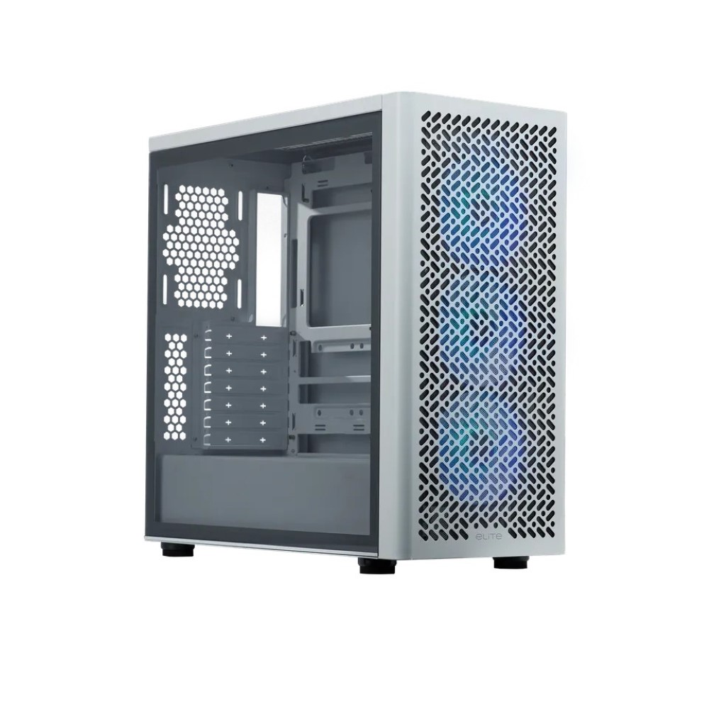 Cooler Master Elite 502 E-ATX Mid Tower Case Pre-installed 3x ARGB Fans – White