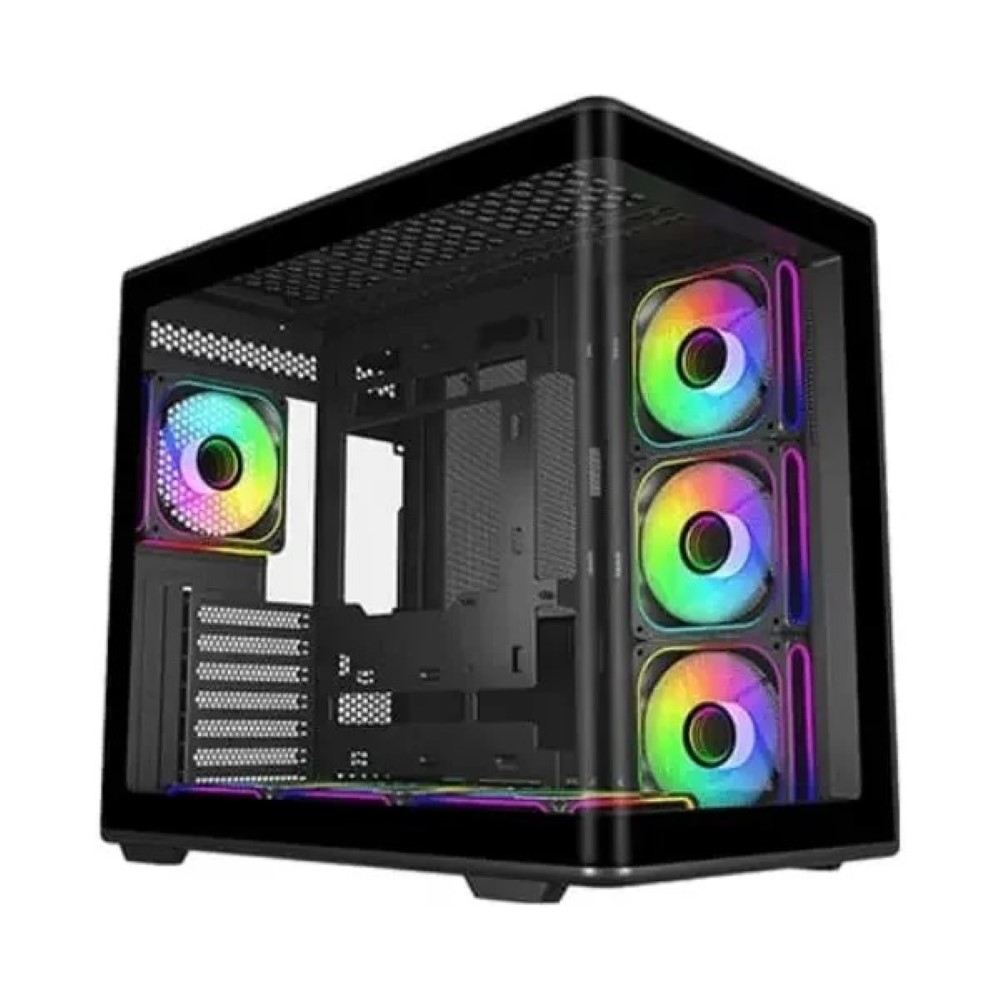 Cooler Master Elite 600 Panoramic ATX Mid Tower Case, Pre-installed 4x ARGB Fans – Black
