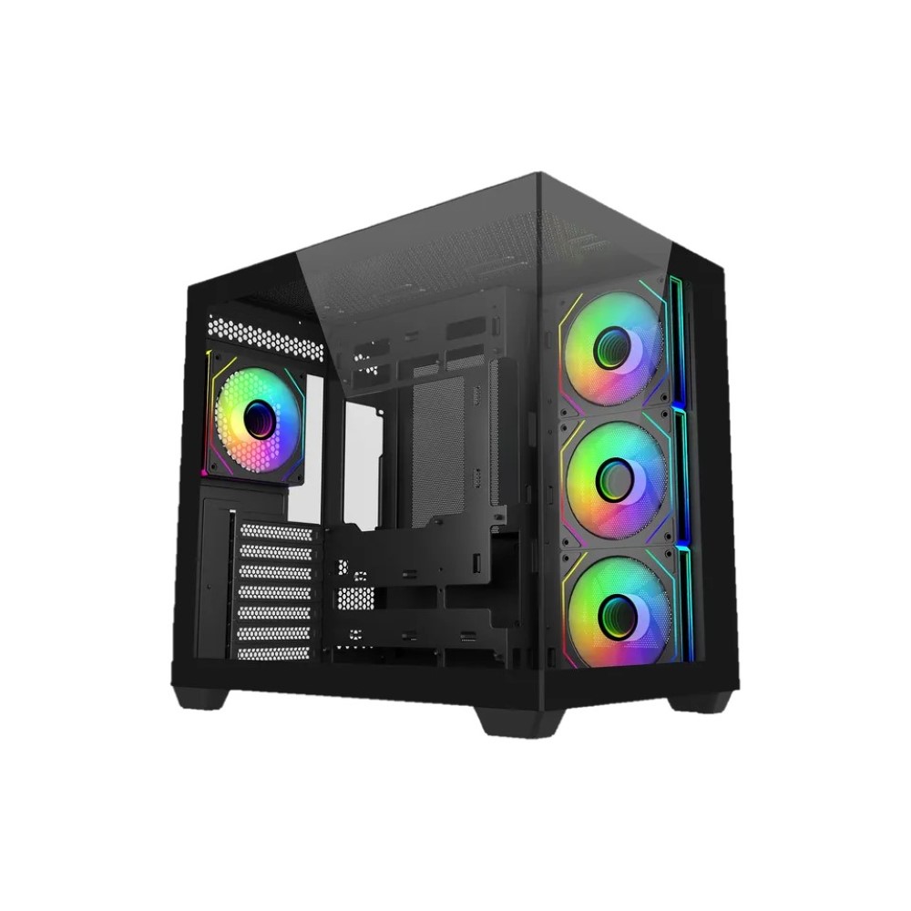 Cooler Master Elite 681 Panoramic ATX Mid Tower Case Pre-installed 4x ARGB Fans – Black