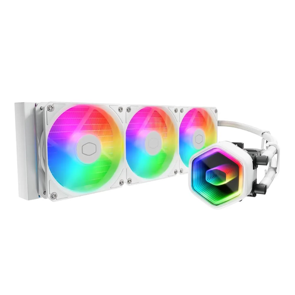 Cooler Master MasterLiquid 360 Core II White CPU Liquid Cooler Dual Chamber Pump Customizable aRGB Lighting Maintenance-Free Quiet Operation Easy Install