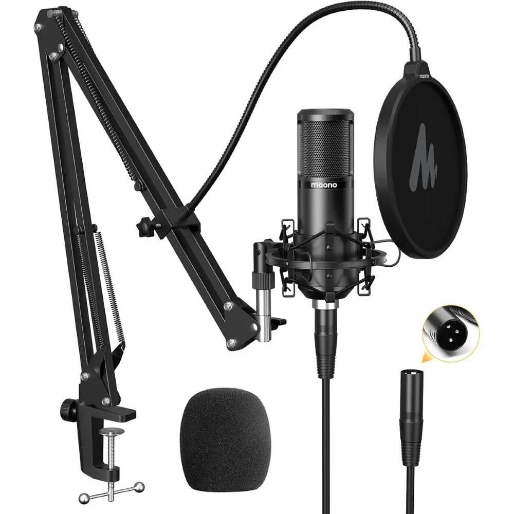 Maono PM320 XLR Condenser Microphone Professional Cardioid Studio Recording Mic for Streaming Podcasting Singing Voice-Over Vocal Home-Studio YouTube Skype Twitch