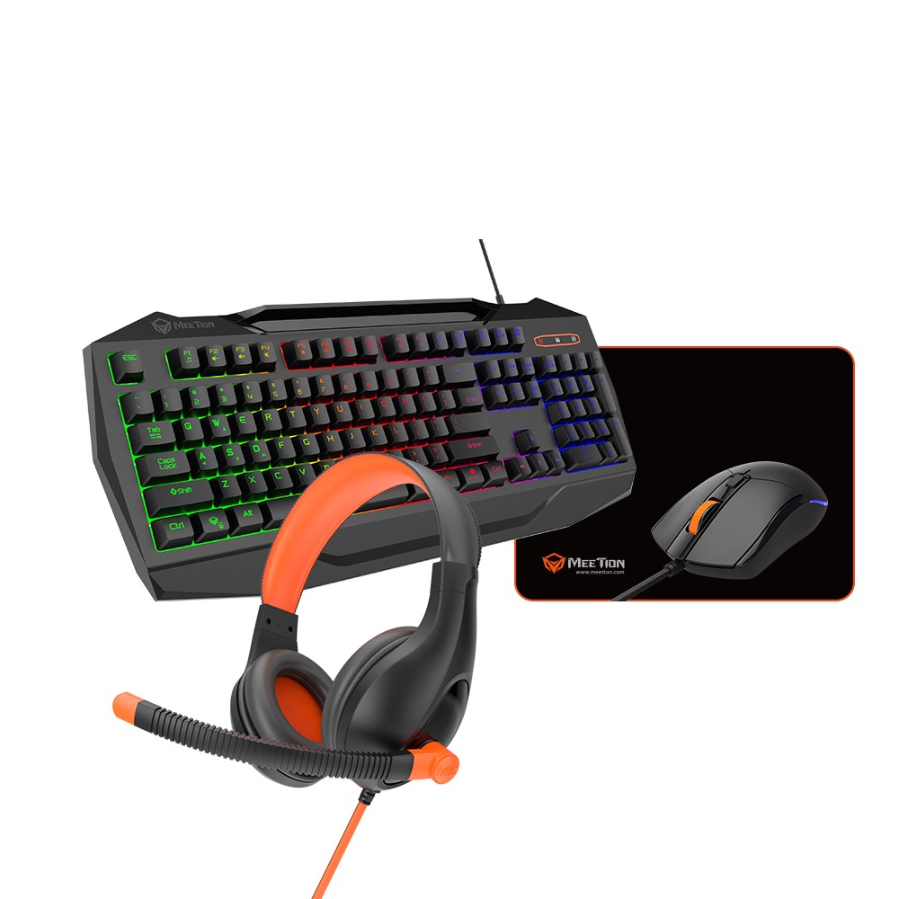 Meetion C490 4in1 Wired Rainbow Gaming Keyboard + Mouse + Mouse Pad + Headset Combo