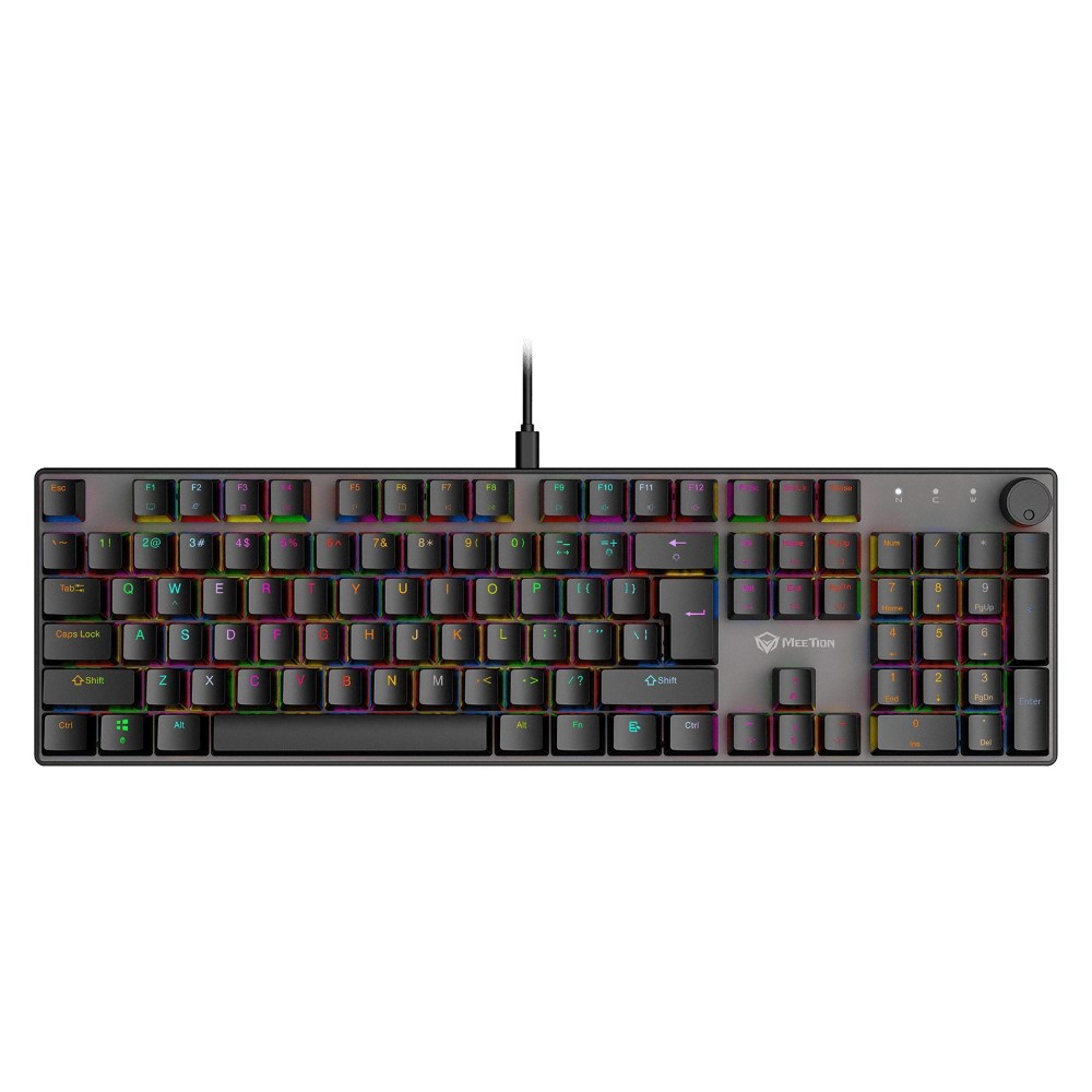 Meetion MK009 PRO Gaming Keyboards with Red Switch Hot-Swap Mechanical Keyboard with Volume Knob, 16.8M Colours & Metal Matte Panel , Full 104 Keys layout Anti-Ghosting ABS Material & Dual Colour Injection Molded Keycaps for Windows