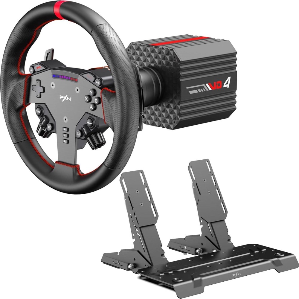 PXN VD4 Bundle Racing Setup with 4Nm Direct Drive Servo Motor Base 11 W AS Racing Wheel &amp PD HM Brake &amp Throttle Pedals Force Feedback Steering Wheel