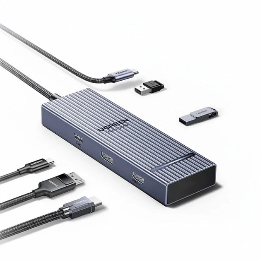 UGREEN 55610 7-in-1 USB-C HDMI 4K-60Hz DisplayPort 8K-30Hz 4x USB-A PD 100W 30 cm Dark Gray