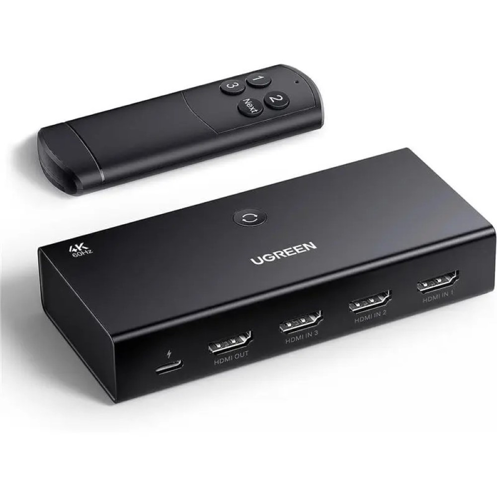 UGREEN 55857 HDMI Switch 3 In 1 Out With Remote 4K 60Hz