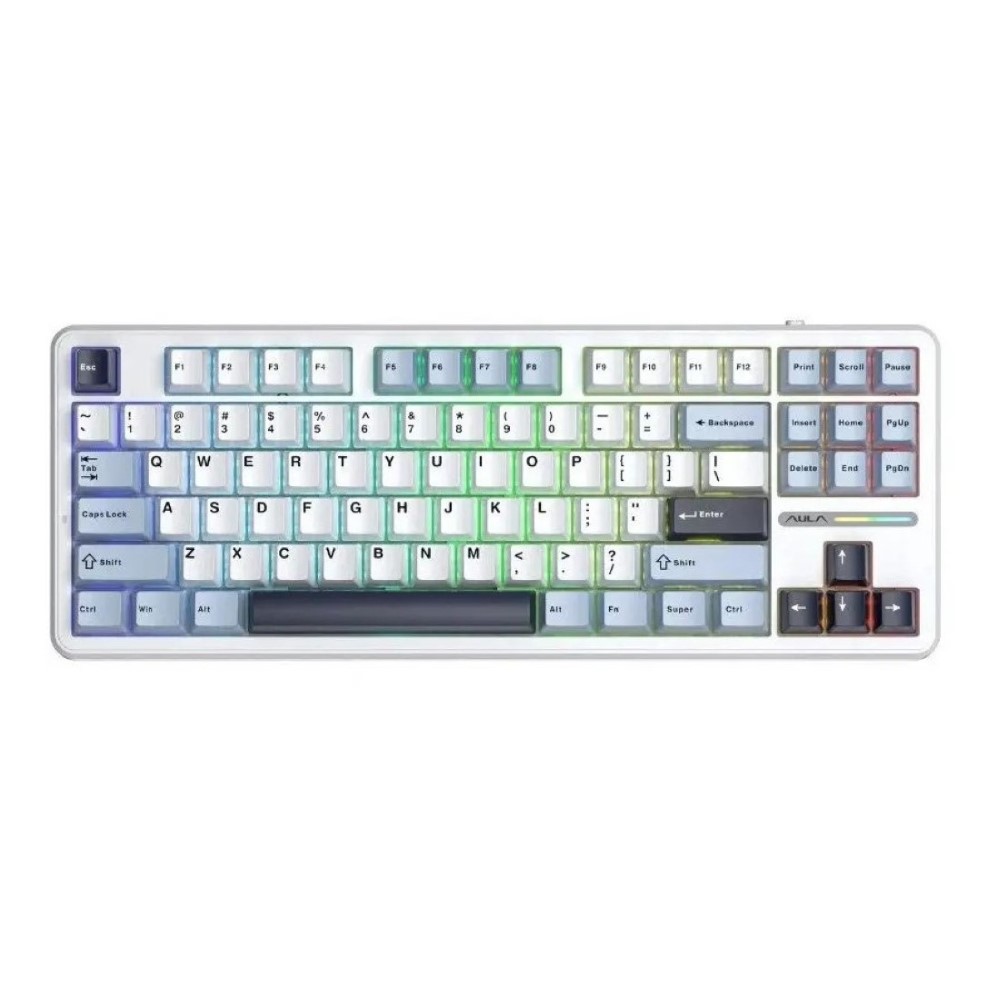 Aula F87 Mechanical TKL Keyboard LEOBOG Graywood V3 Linear Switch RGB Hot Swap Macro Wireless Type-C Light Blue