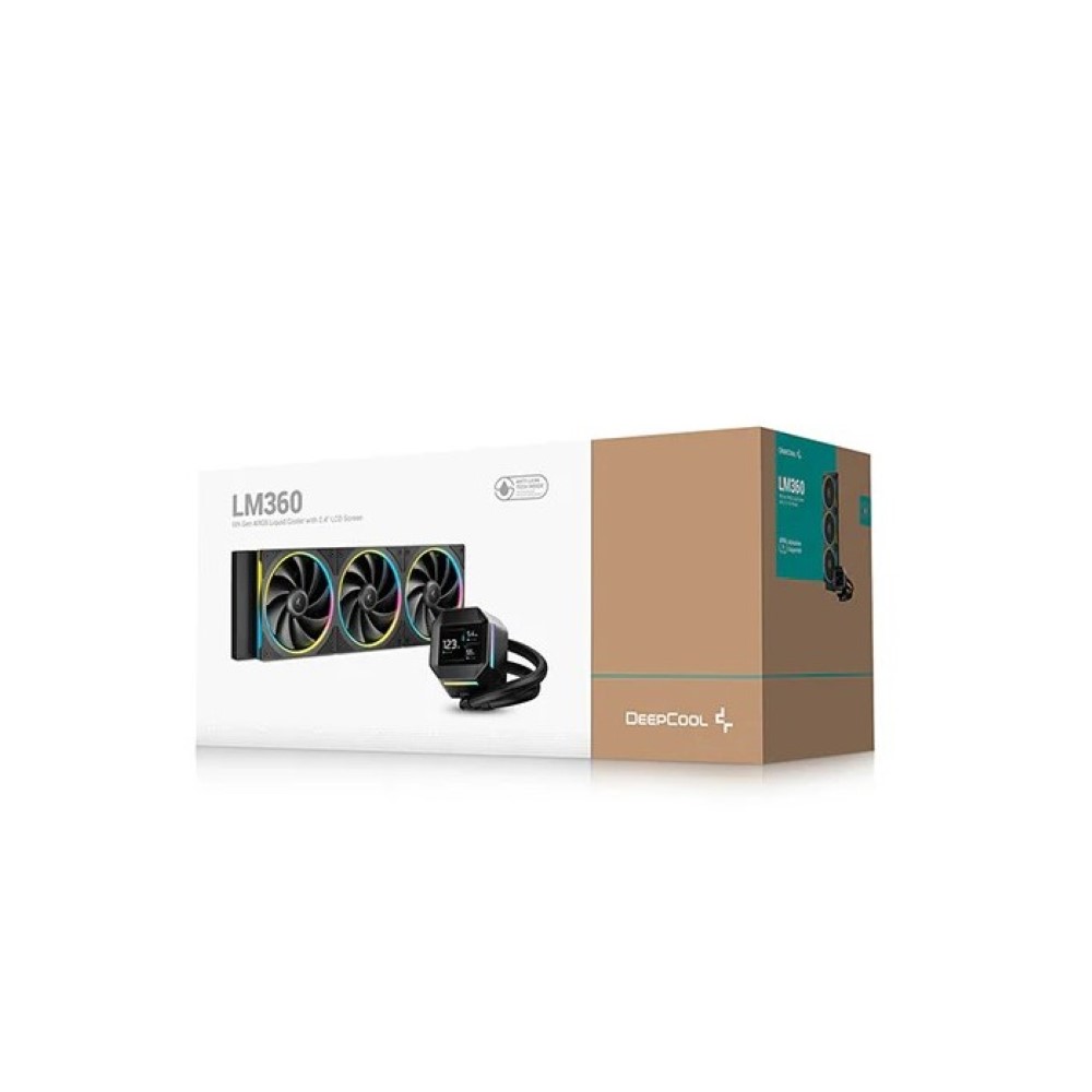 DeepCool LM360 360mm 6th Gen ARGB Liquid Cooler with 2.4″ LCD Screen – Black
