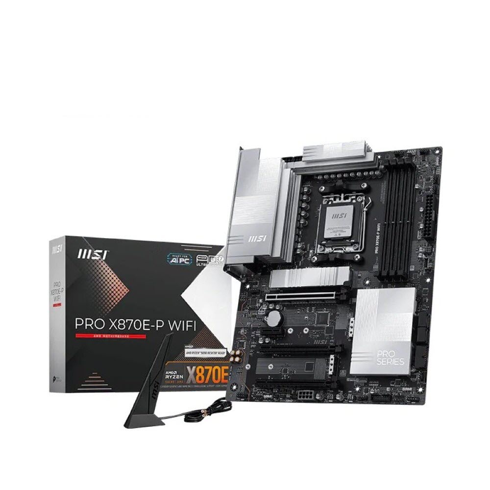 MSI PRO X870E-P WIFI AM5 ATX AMD Motherboards USB 4.0 (40G) 4x SATA 6Gb/s Wi-Fi 7 Triple M.2 Connectors