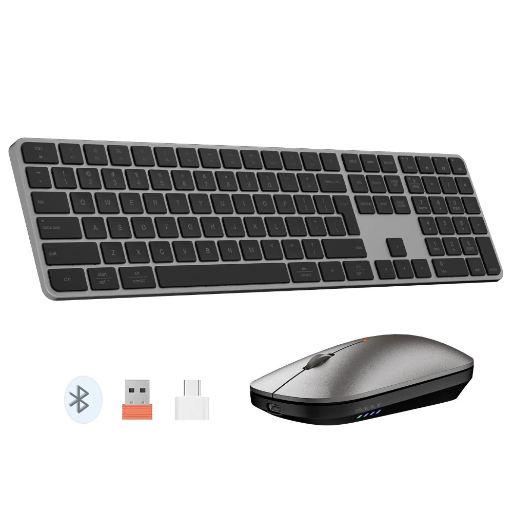 Meetion iKey C230 Ultra-Thin Full-Size Space Gray Wireless Office Combo - Black