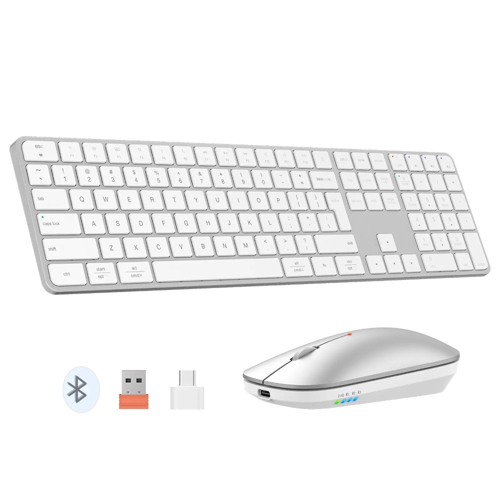 Meetion iKey C230 Ultra-Thin Full-Size Space Gray Wireless Office Combo – Silver
