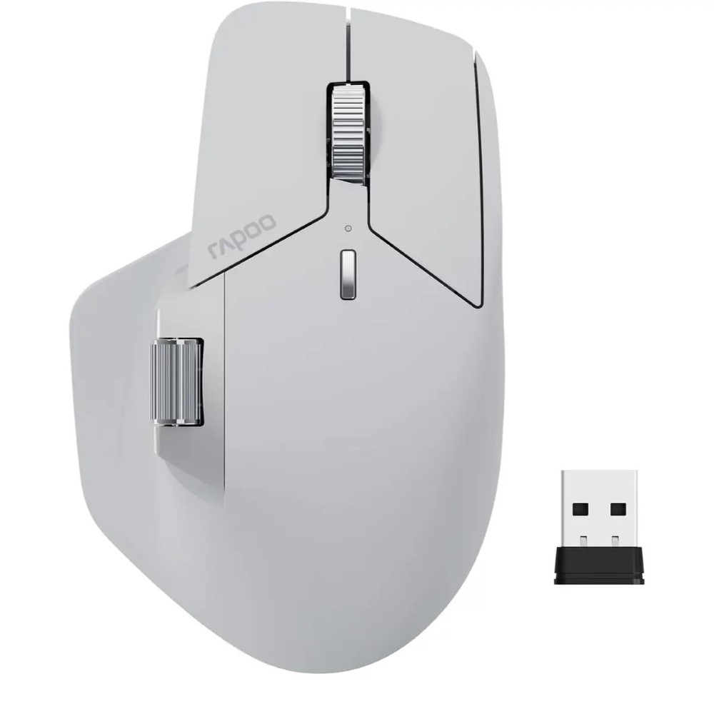 Rapoo MT760L Multi-Device Wireless Mouse Bluetooth 5.0 and 2.4G Multi-Mode Connection Up to 4 Devices 11 Programmable Buttons 4K DPI 90 Days Battery Life PC Light Grey