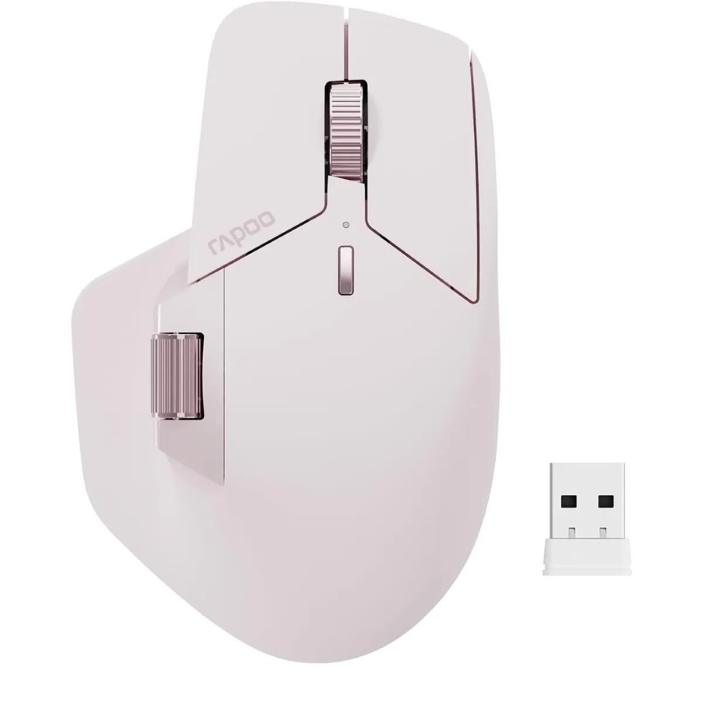 Rapoo MT760L Multi-Device Wireless Mouse Bluetooth 5.0 and 2.4G Multi-Mode Connection Up to 4 Devices 11 Programmable Buttons 4K DPI 90 Days Battery Life PC Pink
