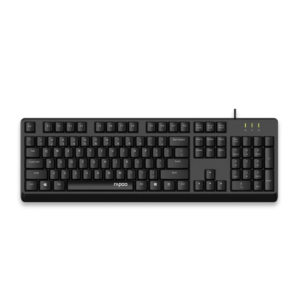 Rapoo NK1900 Spill Resistance Wired USB Keyboard - Black