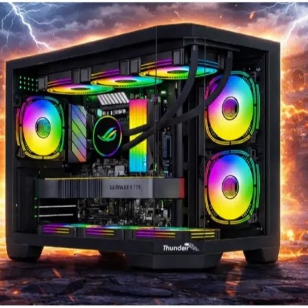 Thunder Spartan TGC-2142 Mid-Tower microATX Gaming Case 4x ARGB Infinity Fans Preinstalled Black