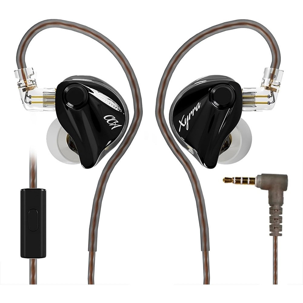 CCA Xyrra Dual Driver in-Ear Monitor Headphone 1DD+1BD HiFi IEM Earphones Wired Gaming Earbuds for Gamers Musicians With Mic,3.5mm – Black