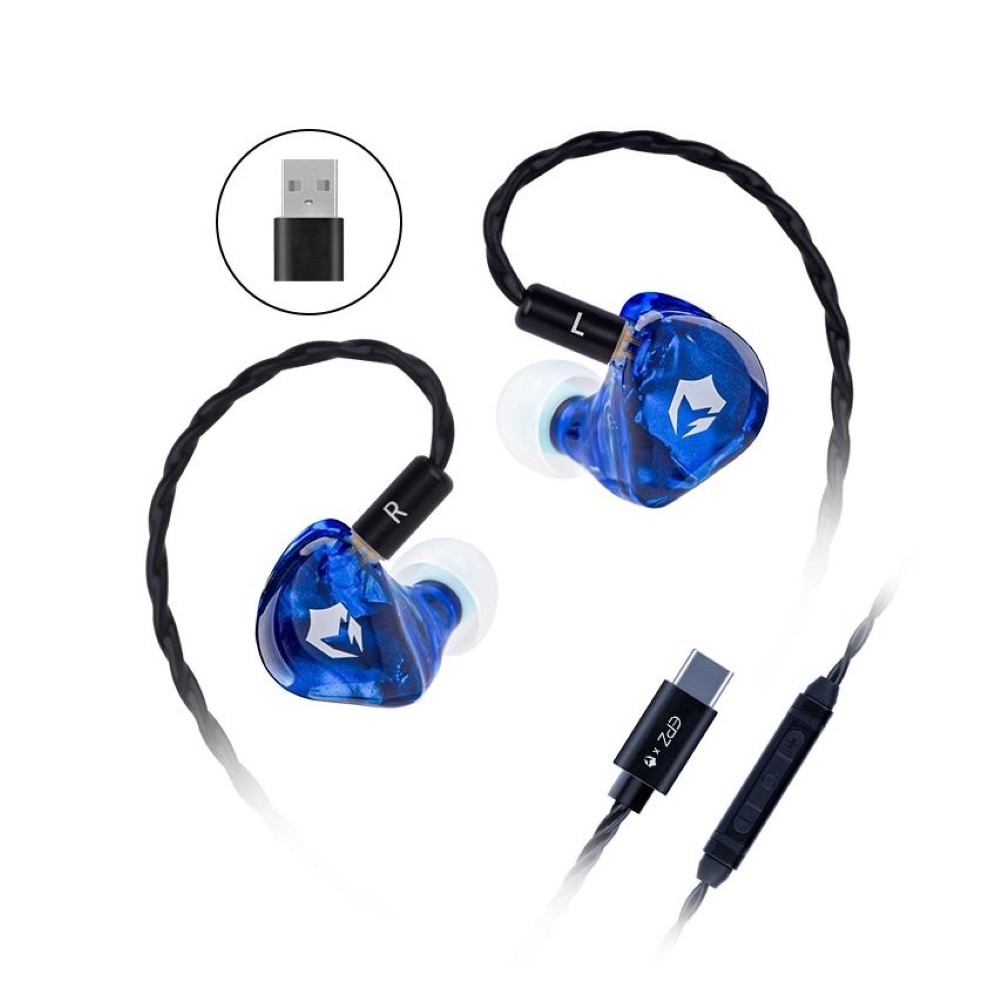 EPZ G10 Earphones Wired HIFI 10MM LCP Dynamic Driver IEM In Ear Monitor 0.78 2 Pin Detachable Cable Earbuds Gaming Headset – Type-C With Mic – Sea Blue