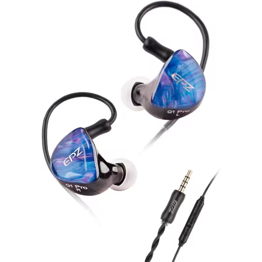 EPZ Q1 PRO Earphones HiFi Bass Earbuds IEM in Ear Monitors Gaming Headphones 3.5mm Port with Microphone Detachable Cable for Musician Gamer