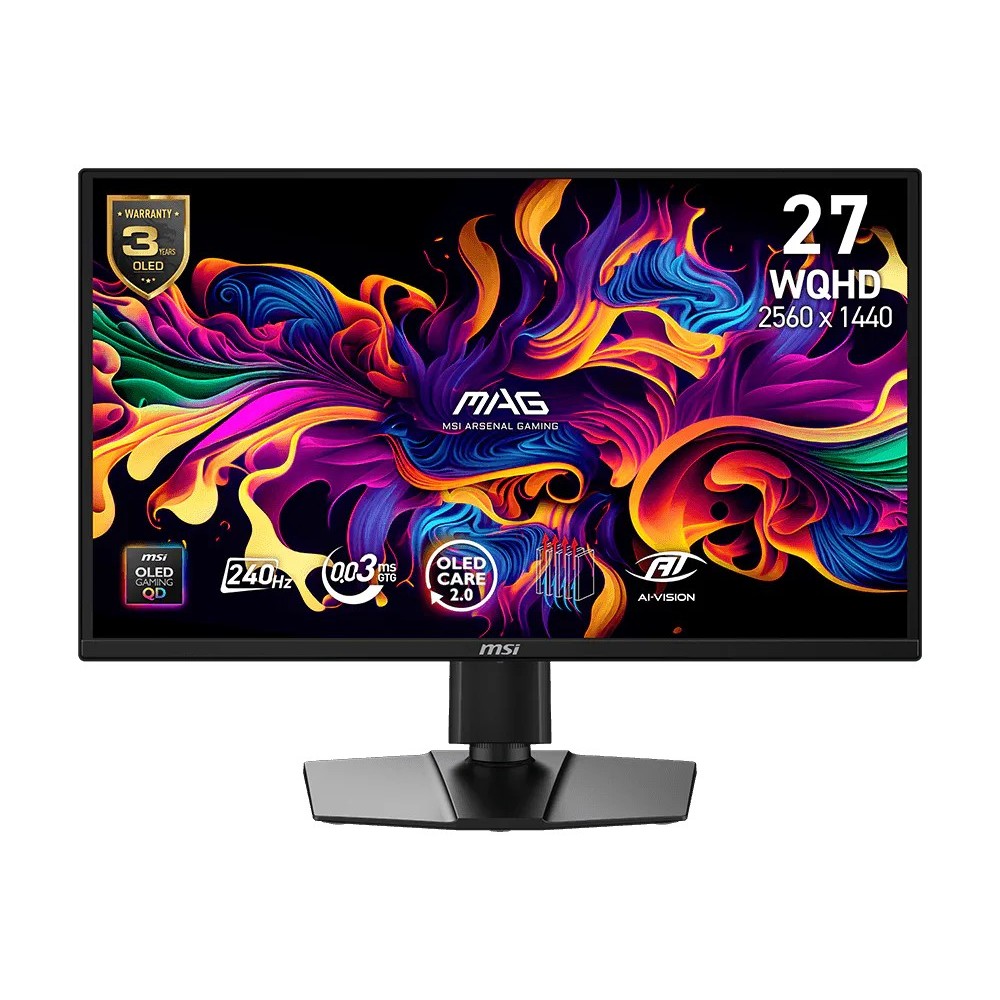 MSI MAG 272QP QD-OLED X24 26.5″ WQHD (2560×1440) 240Hz 0.03ms GTG Adaptive-Sync Gaming Monitor with Tilt & Swivel Adjustment