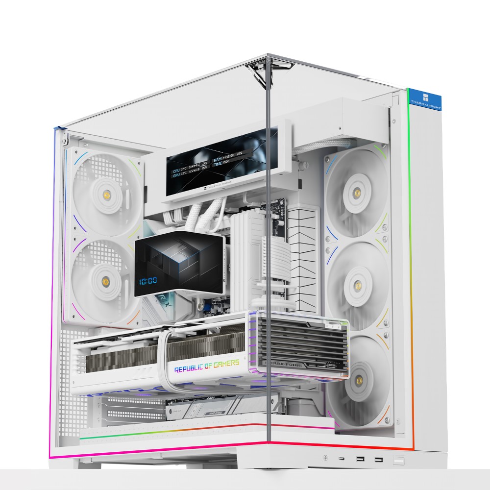 Thermalright TR-A70 Vision ATX Desktop Gaming Case Including 9.16 LCD White
