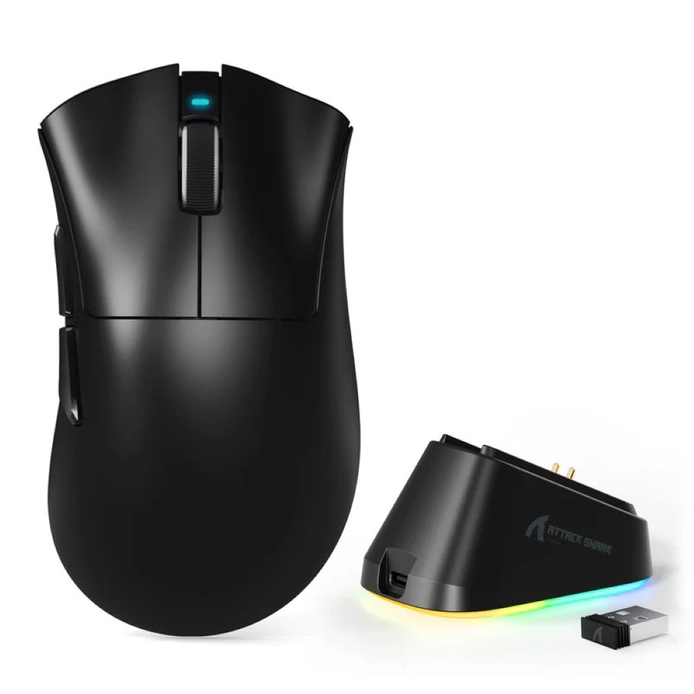 ATTACK SHARK V3 PRO Ultra-Light Tri-Mode Gaming Mouse with Charging Dock - Black