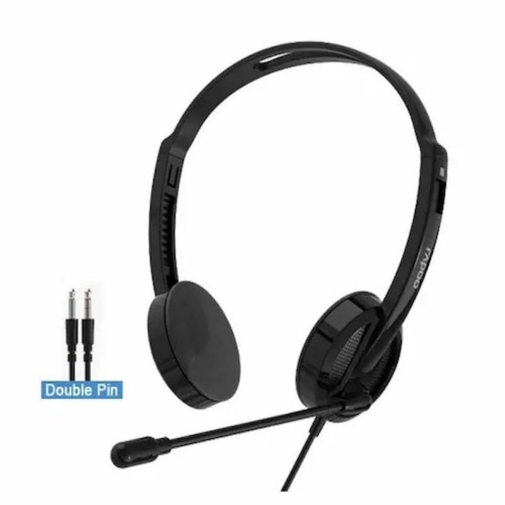 Rapoo H102 Wired Stereo Headset with Rotary Mic – 3.5mm Black
