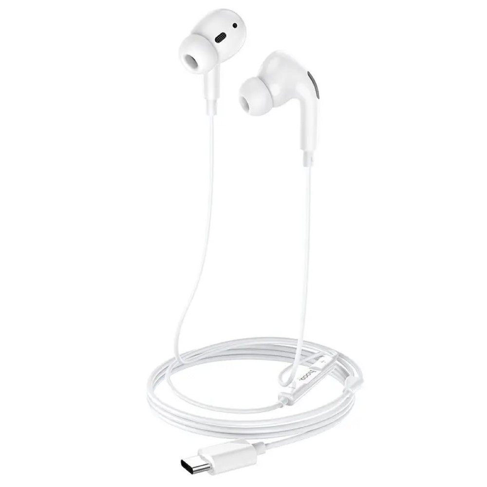 HOCO M101 Pro Crystal sound Type C Wire-Controlled Digital Earphones With Microphone - White