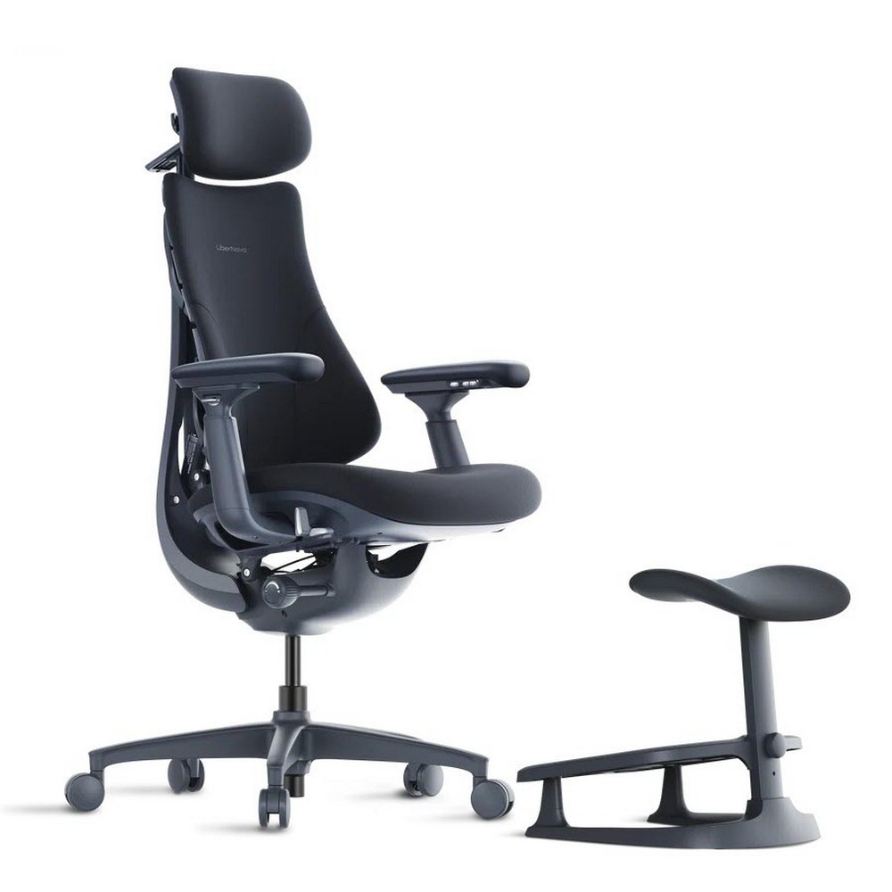 LiberNovo Omni Dynamic Ergonomic Chair – Standard Bundle with Footrest (48cm Seat Depth) Midnight Black