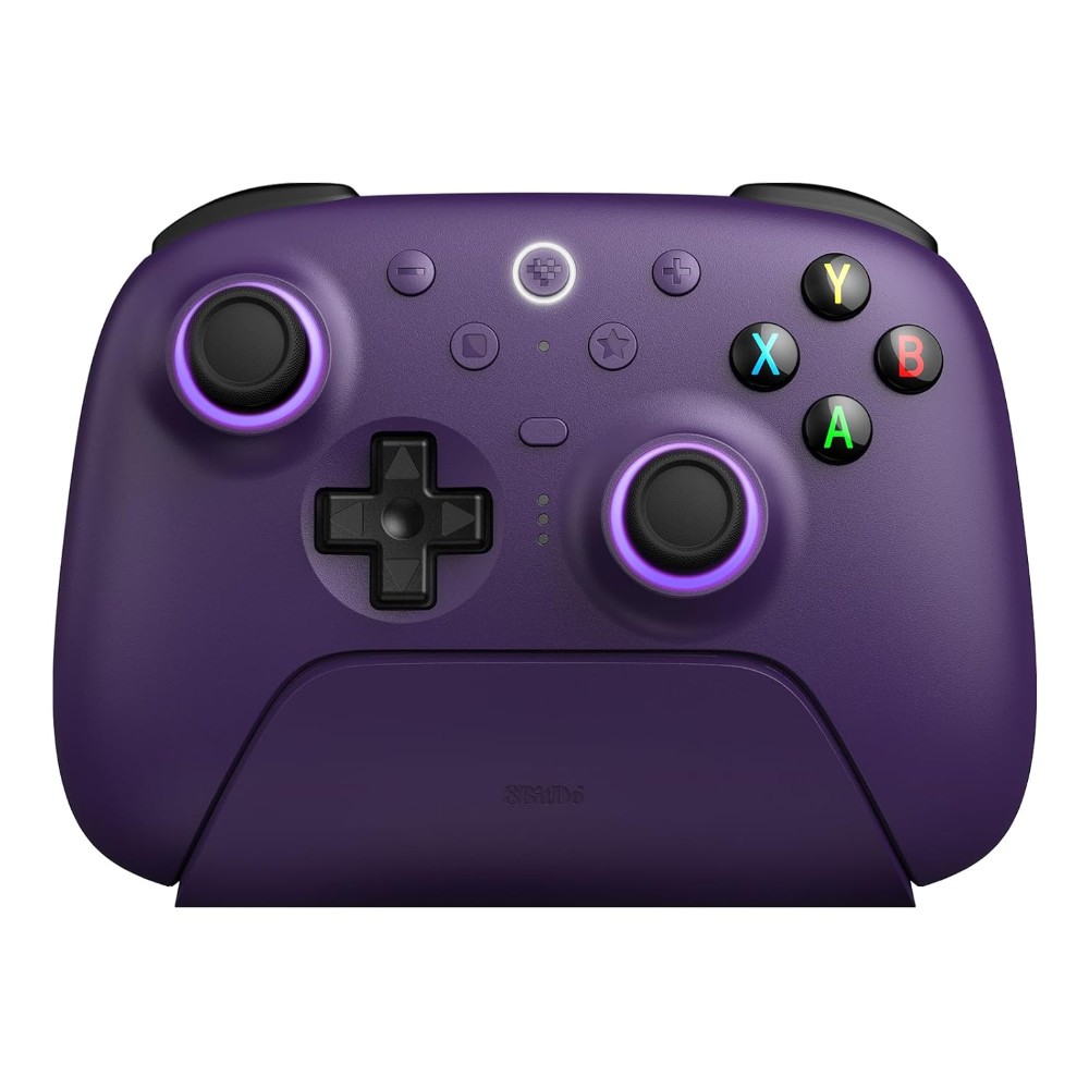 8BitDo Ultimate 2 Wireless Controller – TMR Joysticks, Hall Effect Triggers, 1000Hz Polling Rate, RGB Charging Dock Gaming Controller (Purple)