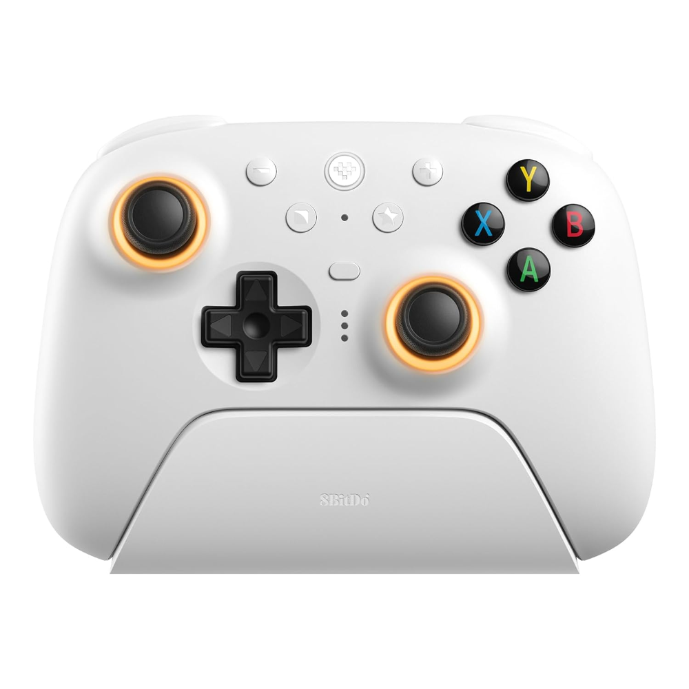 8BitDo Ultimate 2 Wireless Controller – TMR Joysticks, Hall Effect Triggers, 1000Hz Polling Rate, RGB Charging Dock Gaming Controller (White)