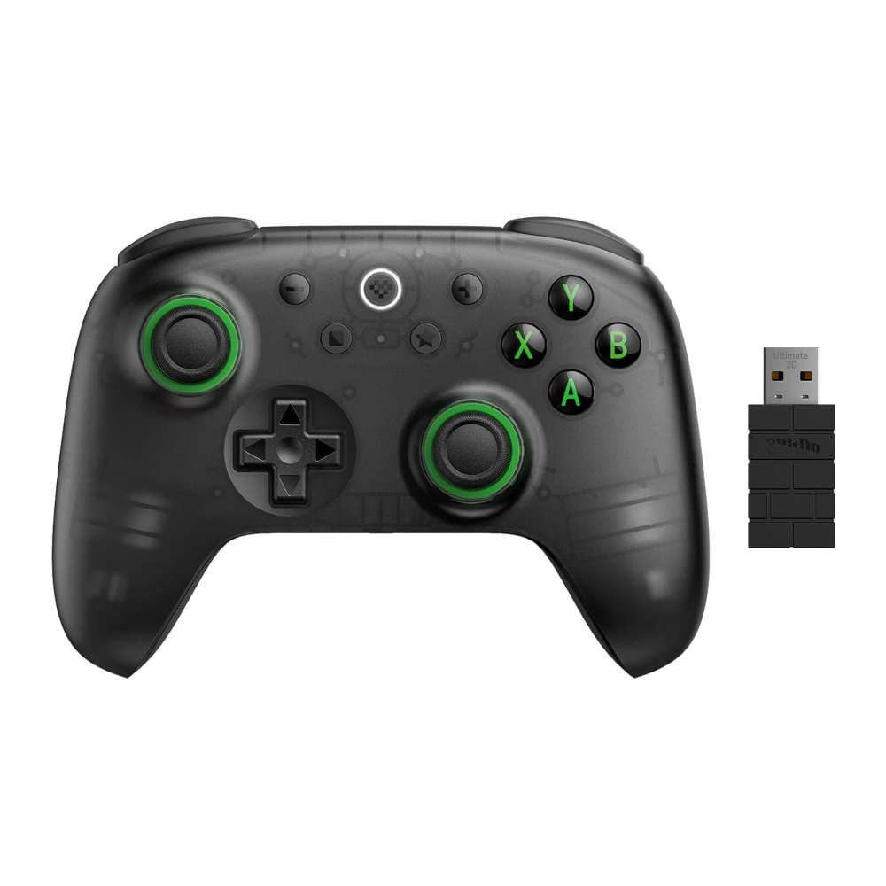 8BitDo Ultimate 2C Wireless Controller – Hall Effect Joysticks, 1000Hz Polling Rate, 2.4G & Bluetooth Gaming Controller (Transparent Black)