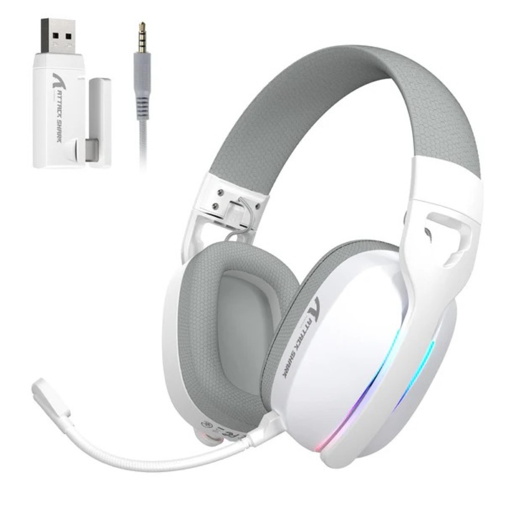 ATTACK SHARK L90 Foldable RGB Ultra-Light Tri-Mode Gaming Headset - White