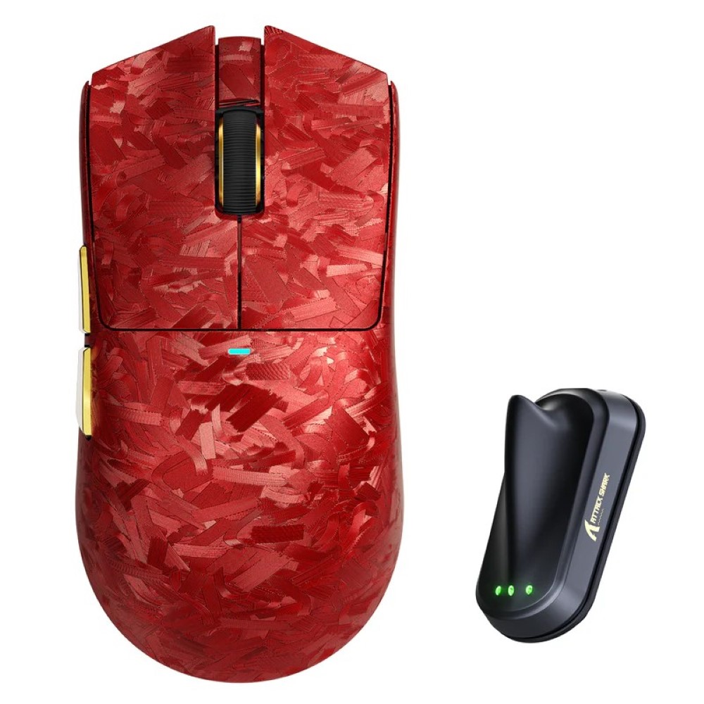 ATTACK SHARK X11 ULTRA Carbon Fiber Wireless 8K PAW3950MAX Gaming Mouse – Red