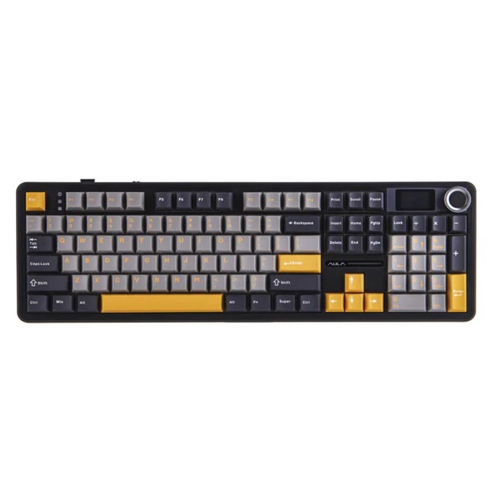 AULA F108 Pro Full-Size Mechanical Keyboard With Smart Screen Orange/Grey/DeepGrey (AULA NEW STOCK)