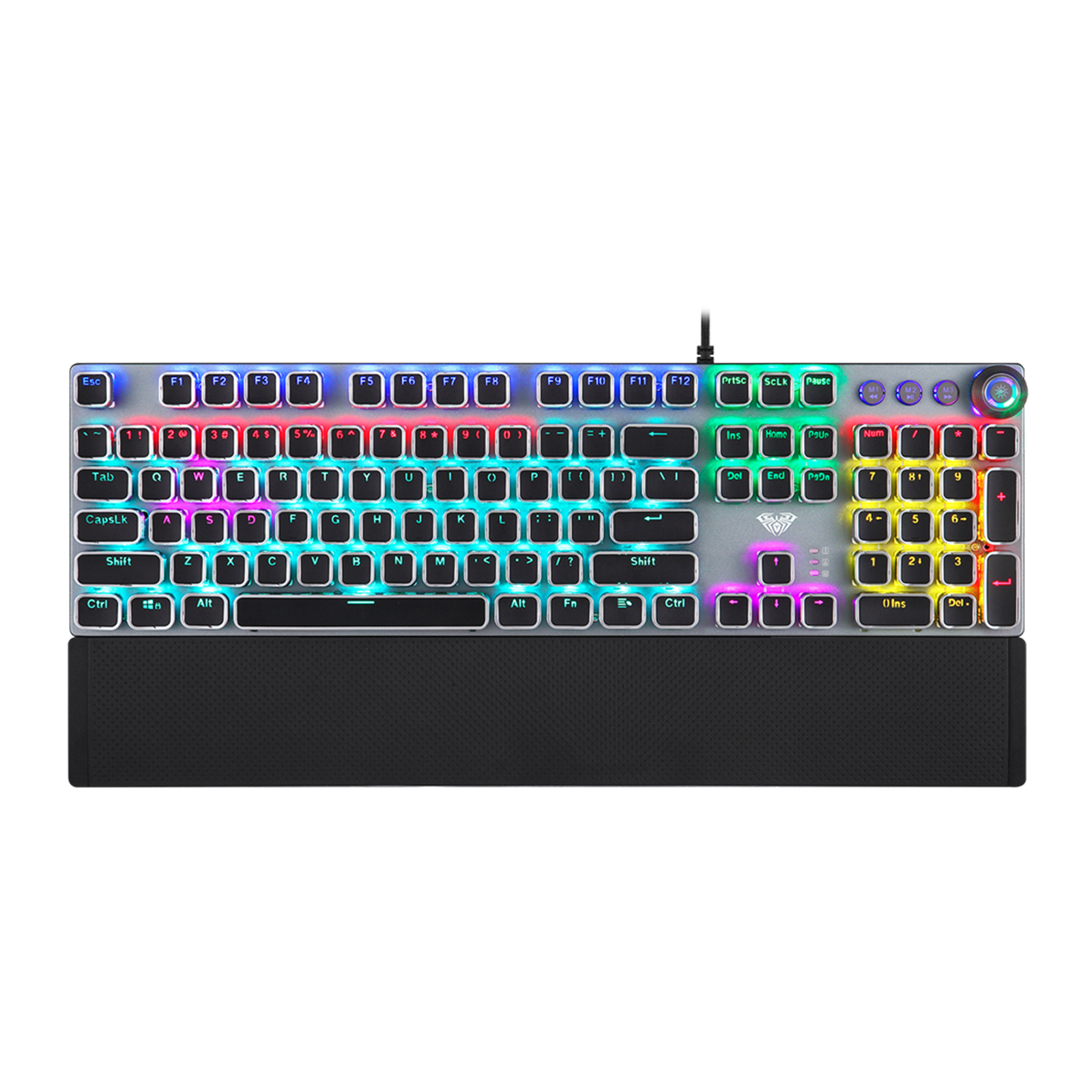 AULA F2088 Mechanical Keyboard, Wired Gaming Keyboar,d Multi-function Knob, 104 Keys, Phantom Backlit Keyboard, Macro Programming Black-Blue Switchs (AULA NEW STOCK)