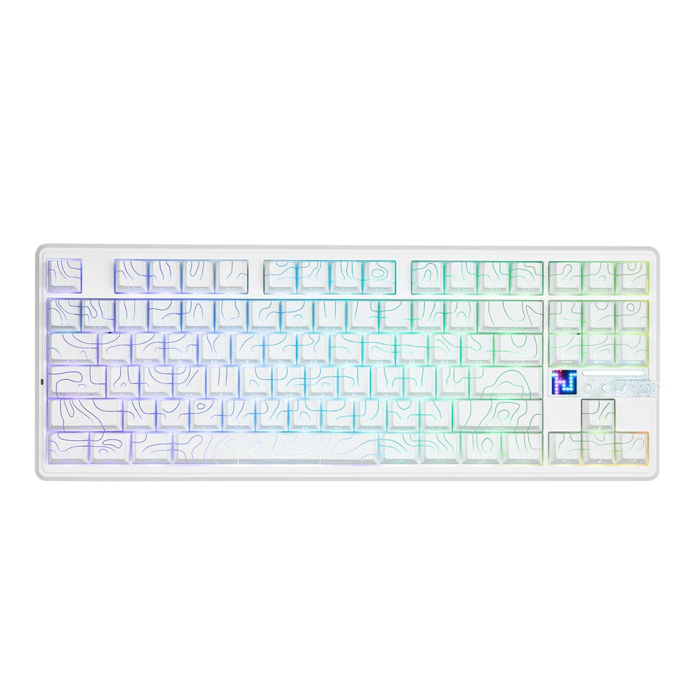 AULA F87 Pro V2 TKL Gasket-Mounted Wireless Gaming White Contours Star Vector Switchs (AULA NEW STOCK)
