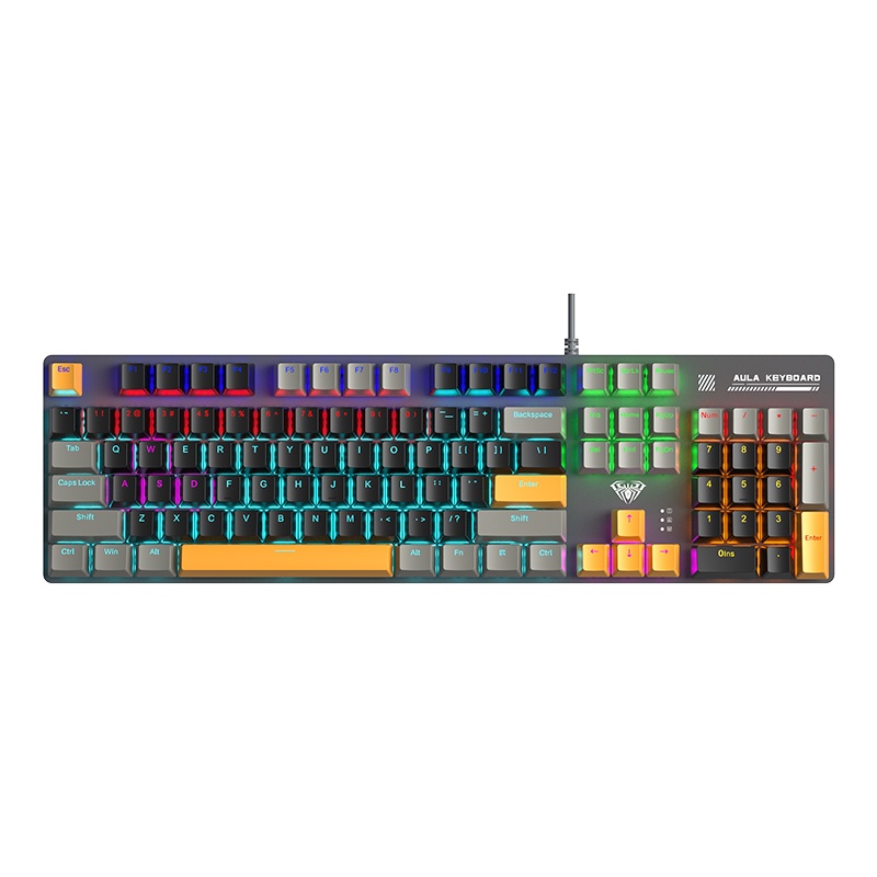 AULA S500 Wired RGB Mechanical Gaming Keyboard Black Gray Yellow - Blue Switchs (AULA NEW STOCK)