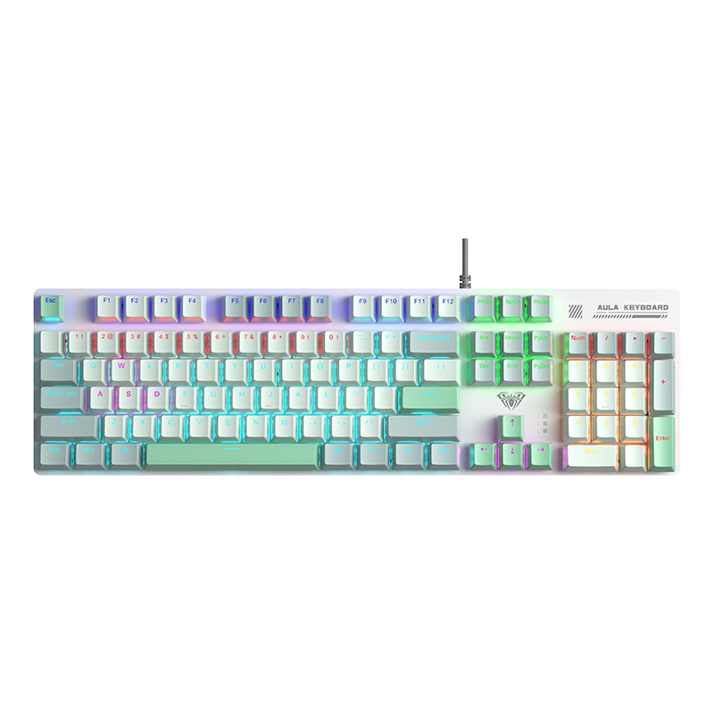 AULA S500 Wired RGB Mechanical Gaming Keyboard White Green - Brown Switchs (AULA NEW STOCK)