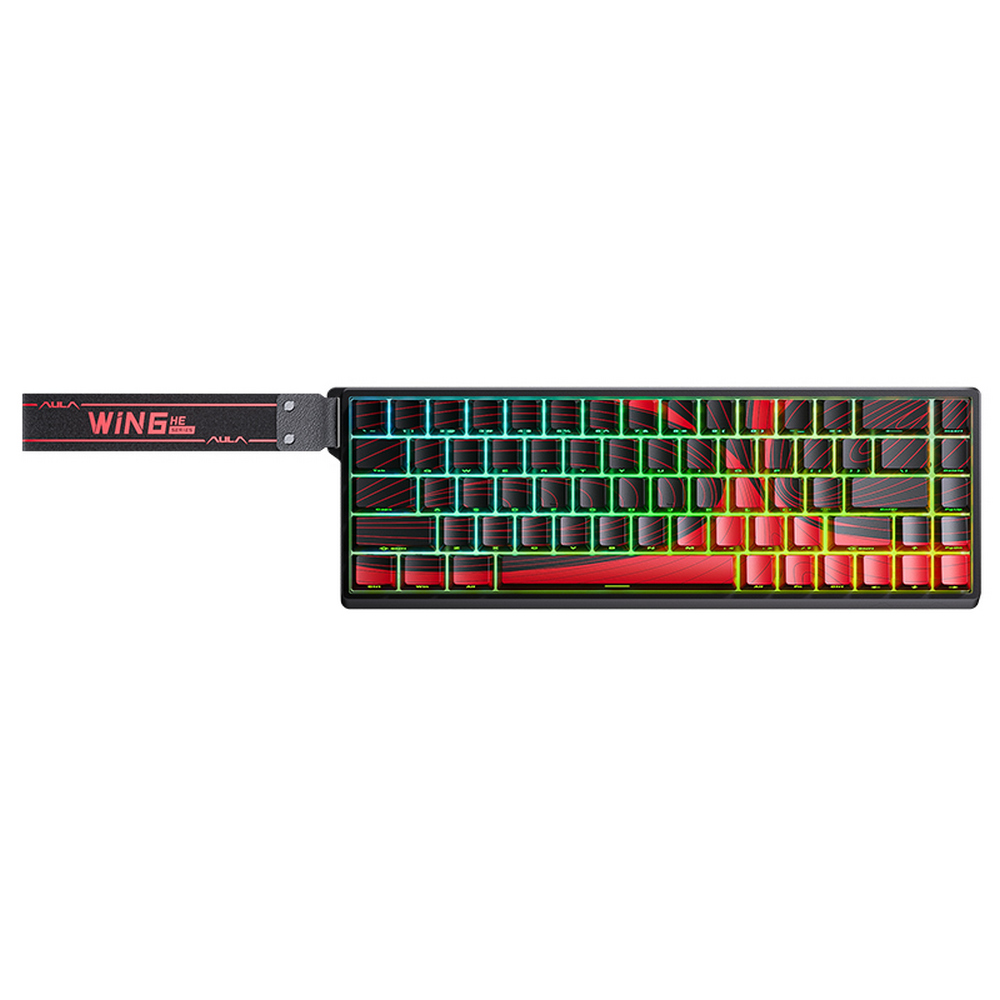 AULA WIN68 HE Max Wired Mechanical Keyboard Black Red - Wing Chun Magnetic Switch (AULA NEW STOCK)