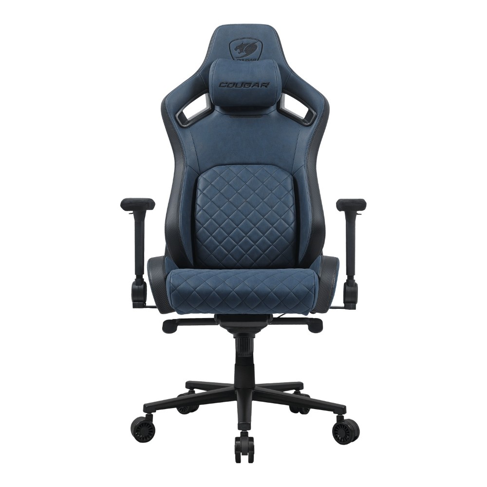 Cougar Defensor S Ergonomic Gaming Chair – Navy Blue, Adaptive Lumbar Support, 4D Armrests, Magnetic Head Pillow & Premium PVC Leather
