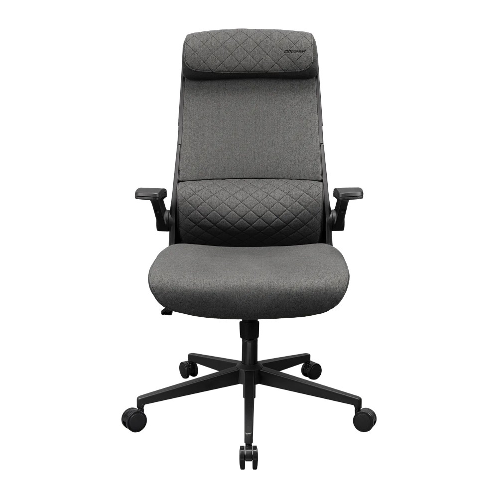 Cougar STRYDER Chair, Imitation Linen Material, Adjustable Headrest, Multi-Density Foam Seat, Ergonomically Contoured Lumbar Zone, Class 4 Gas Lift Cylinder, Gray