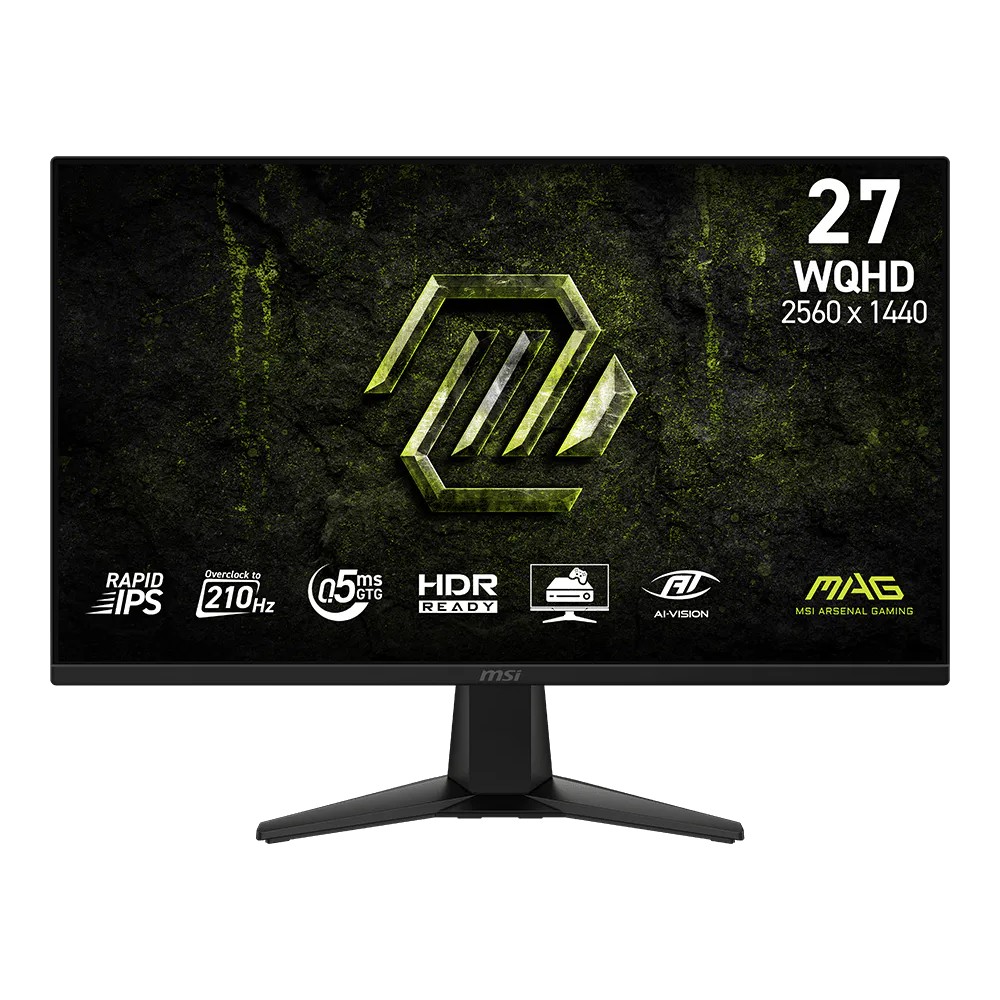 MSI MAG 275QF E21 27″ 2K Gaming Monitor, 2560 x 1440 (WQHD), 0.5ms Response Time, 210Hz, HDR Ready, Rapid IPS, HDMI, DP Port