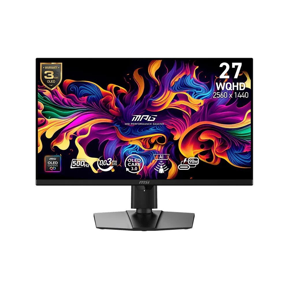 MSI MPG MONITOR : 271QR QD-OLED X50 27″ 2560×1440 (WQHD) 500Hz 0.03ms A-Sync HDMI 2.1 Widescreen Gaming Monitor