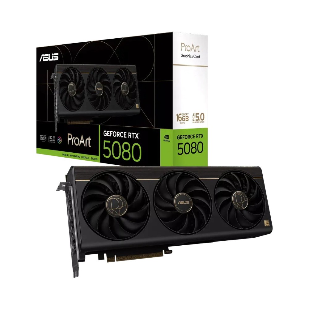 ASUS ProArt GeForce RTX 5080 16GB GDDR7 Graphics Card | PCIe 5.0 | 16GB GDDR7 | 2.5-Slot | DisplayPort 2.1b | HDMI 2.1b | USB Type-C | NVIDIA Blackwell