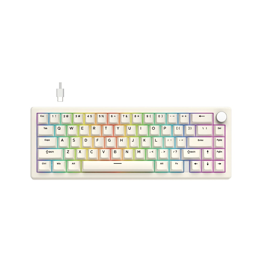 Fantech ATOM X66 MK614 Mechanical Gaming Keyboard Ice Apricot Switch – Retro Beige